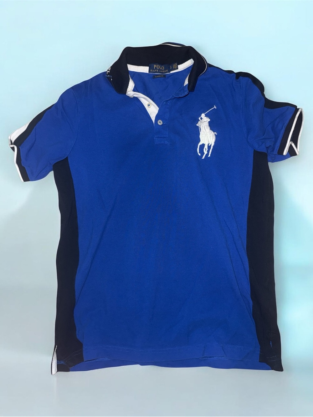 Ralph Lauren Blue and White Classic Fit Polo